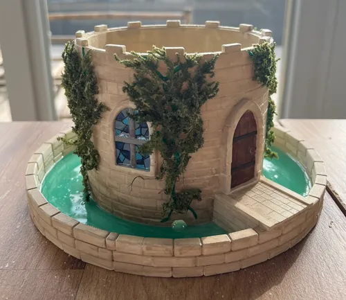 Castle planter with moat, second angle