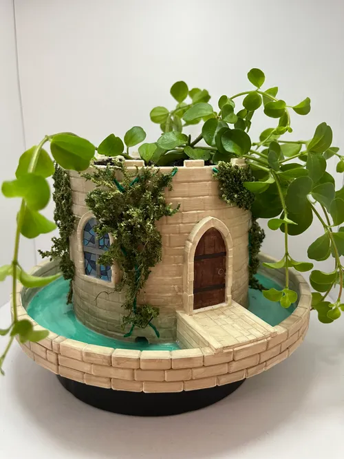 Castle planter with moat, third angle