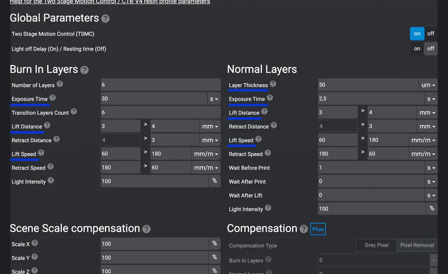 Lychee Slicer  printer parameters