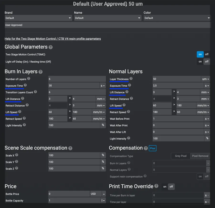 Lychee Slicer  printer parameters