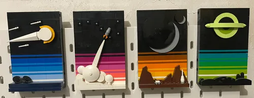 Lego Tales of Space set displayed on Skadis-mounted holder