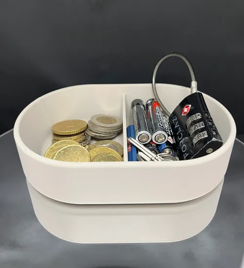 Designer catch-all tray on a desk